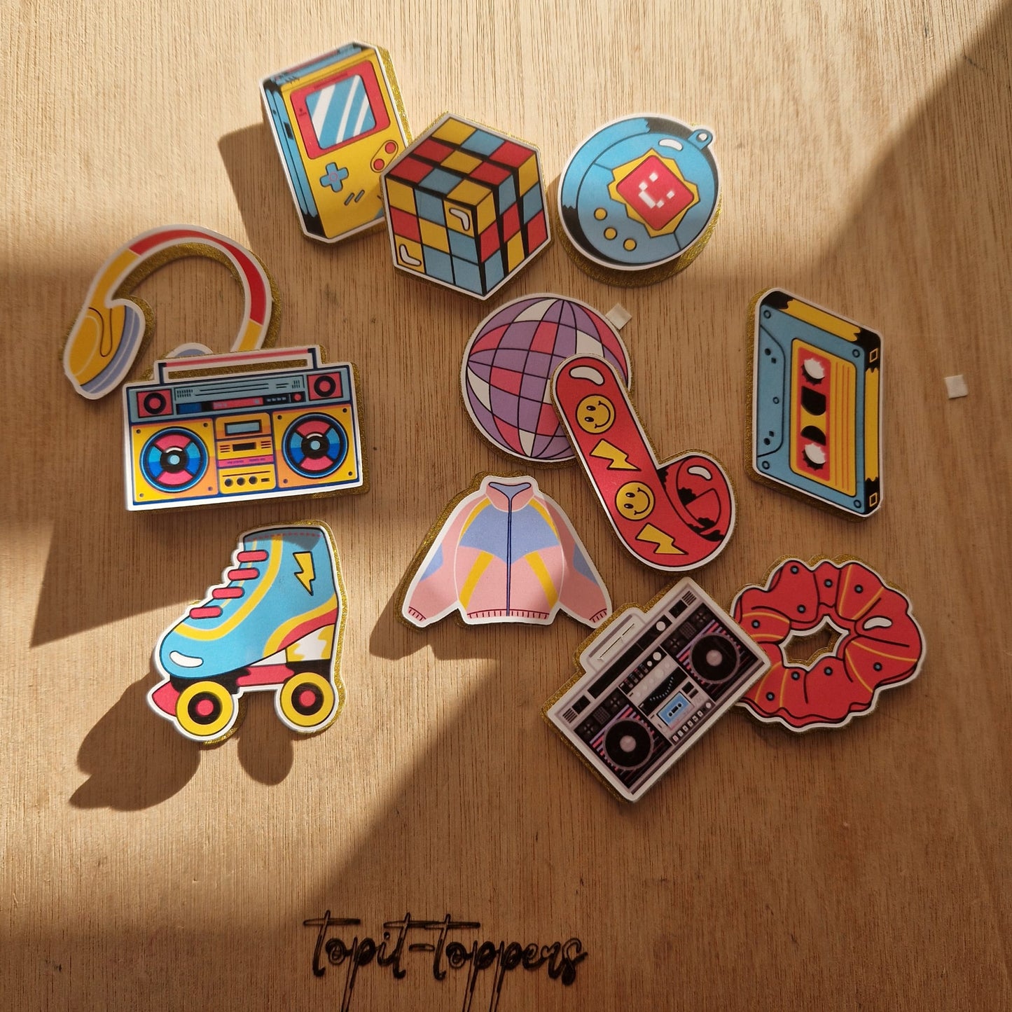 Retro 80s-Themed Cake Charm Set