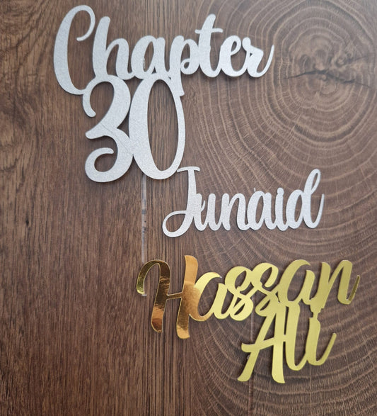 Custom Name Cake Topper – Silver & Gold Mirror Finish