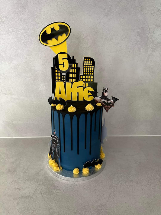 Batman Superhero Cake Topper Set | Personalized Name & Age |  Layered