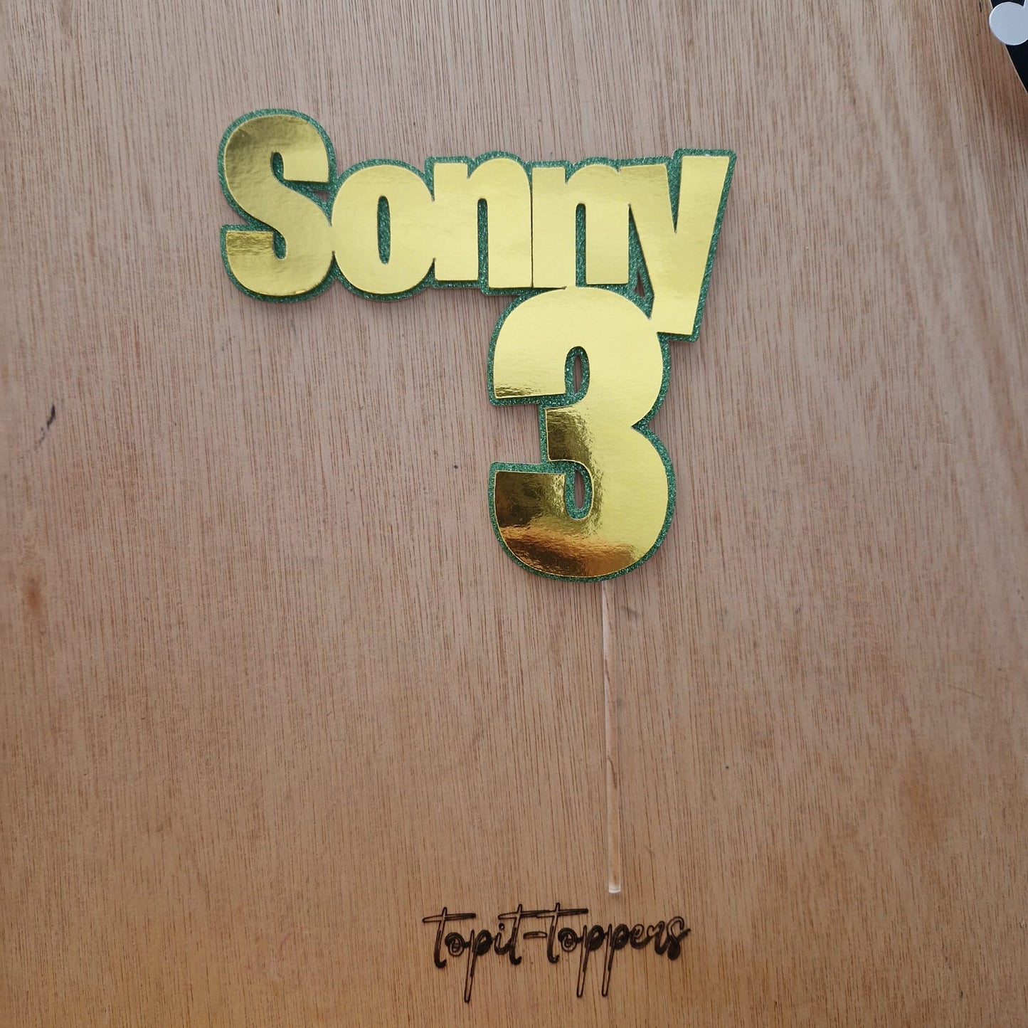 Name and Number Card Cake Topper | Personalised | Glitter | Foil