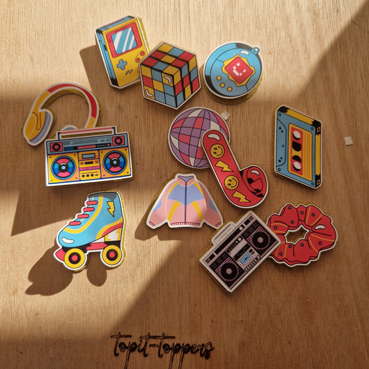 Retro 80s-Themed Cake Charm Set