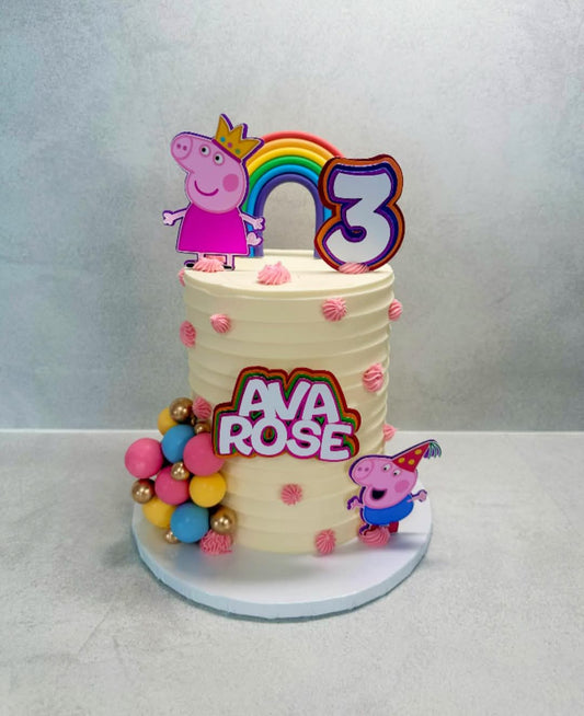 Personalized Birthday Cake Topper – Rainbow Theme