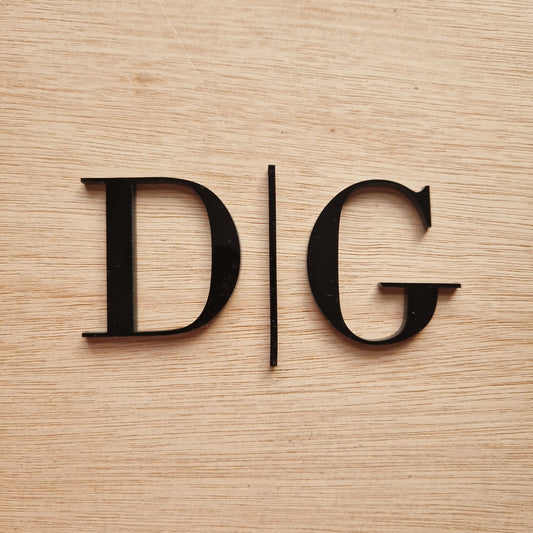 Personalised Initial Charms with Separator | Custom Acrylic Letters | Black