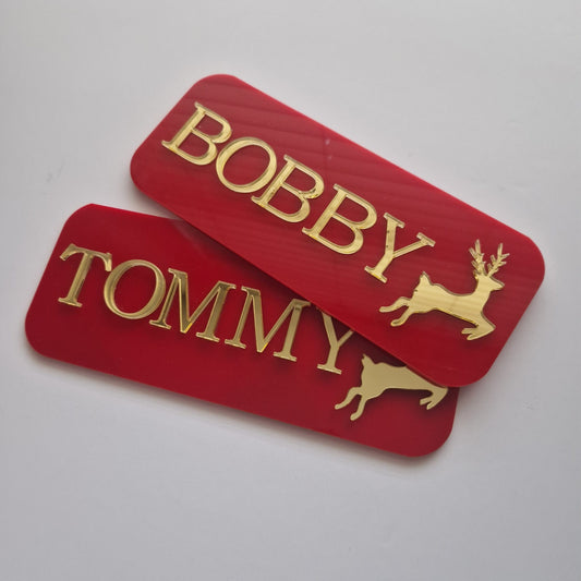 Personalized Acrylic Name Tag with Gold Lettering