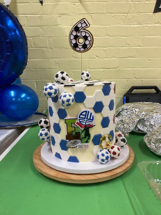 Soccer Ball Personalised Birthday Toppers and Charms Set | Bolton Wanderers | Manchester United | Acrylic | Foil | Layered Card