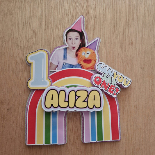 Ms. Rachel Rainbow Personalised Cake Topper - "Can You Say ONE?"