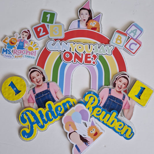 Ms. Rachel Birthday Cake Topper and Charm Set
